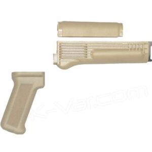 Arsenal Desert Sand Handguard Set with Stainless Steel Heat Shield and Pistol Grip for Stamped Receivers