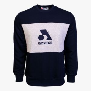 Arsenal Medium Blue / Grey Cotton-Poly Standard Fit Logo Pullover Sweater