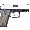 Arex Rex Zero 1CP-08G1 Silver with Hogue Checkered Green Grips 9mm Semi-Automatic 15 Round Pistol