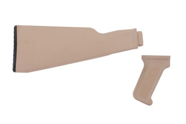 Arsenal Intermediate Length AK47 Desert Sand Buttstock and Pistol Grip Set for Milled Receivers