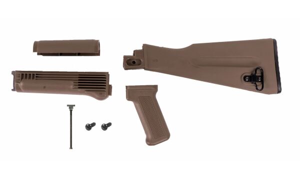 Arsenal FDE Left Side Folding Warsaw Length Stock Set for Stamped Receivers with Hardware