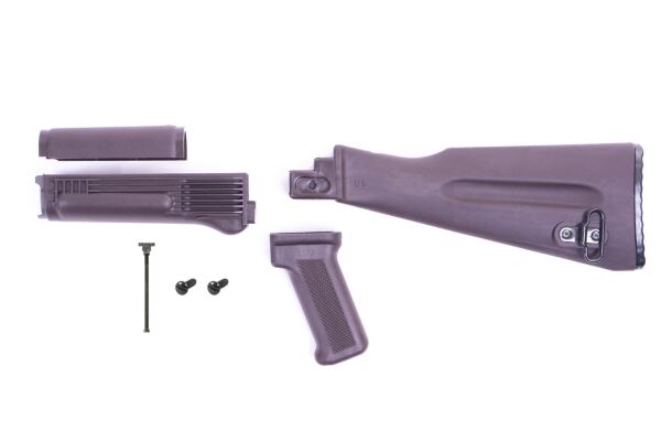 Arsenal 4-Piece Mil-Spec Warsaw Length Plum Polymer Buttstock Set for Stamped Receivers with Hardware